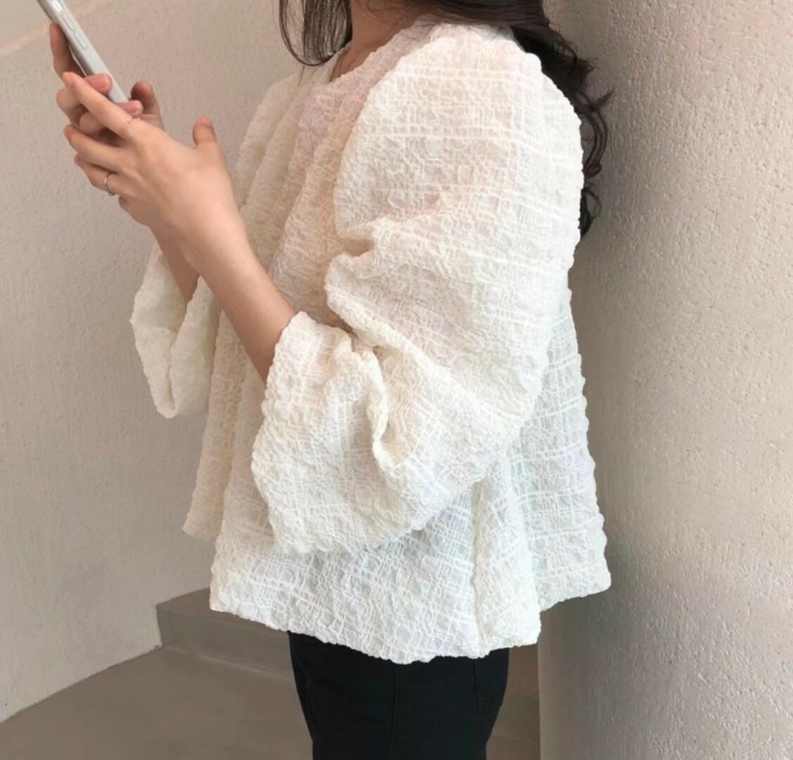 立體泡泡布公主長袖上衣