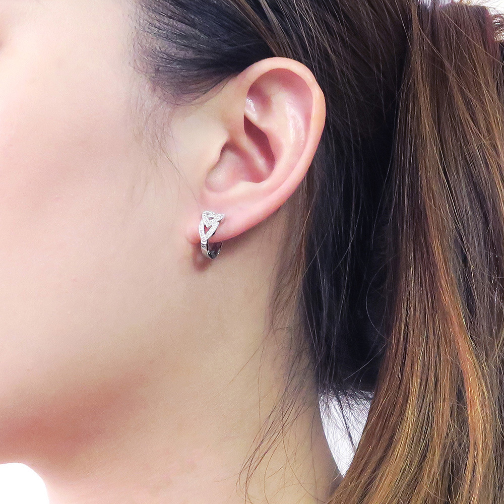 易扣/圈式耳環 微甜心牽掛 易扣式 純銀耳環(白K金色)-ART64