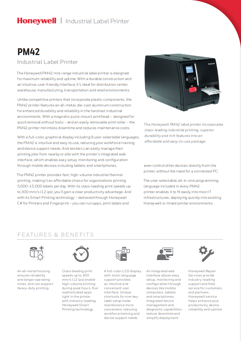 Honeywell PM42 條碼打印機