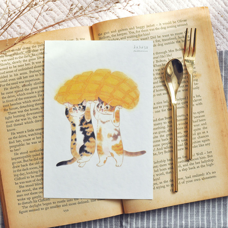 補補貓‧大衛煮愛｜明信片｜芒果迫降