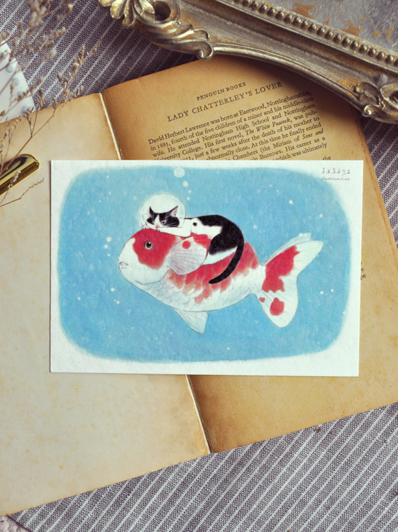 補補貓‧大衛煮愛｜明信片｜金魚夢境