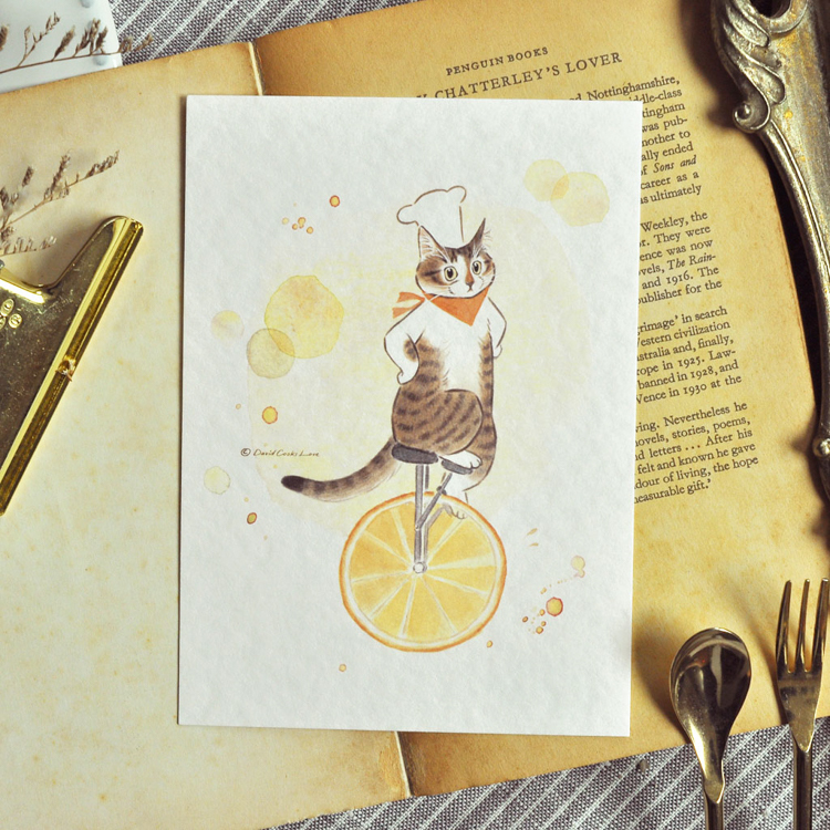 補補貓‧大衛煮愛｜明信片｜橙片糯米