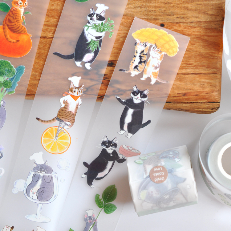 補補貓‧大衛煮愛｜PET紙膠帶｜生活和料理中的貓咪小劇場