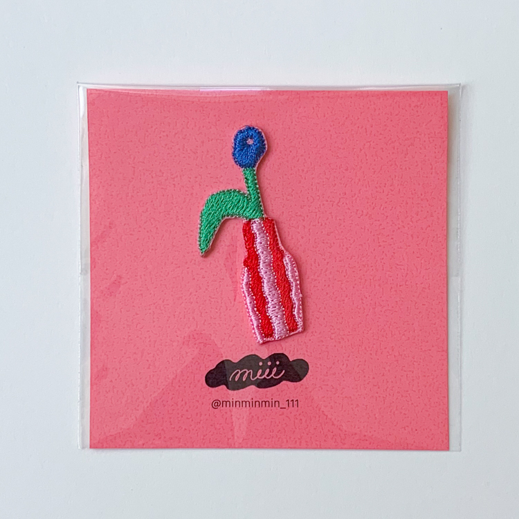 miii｜絕版｜刺繡布貼｜粉花瓶