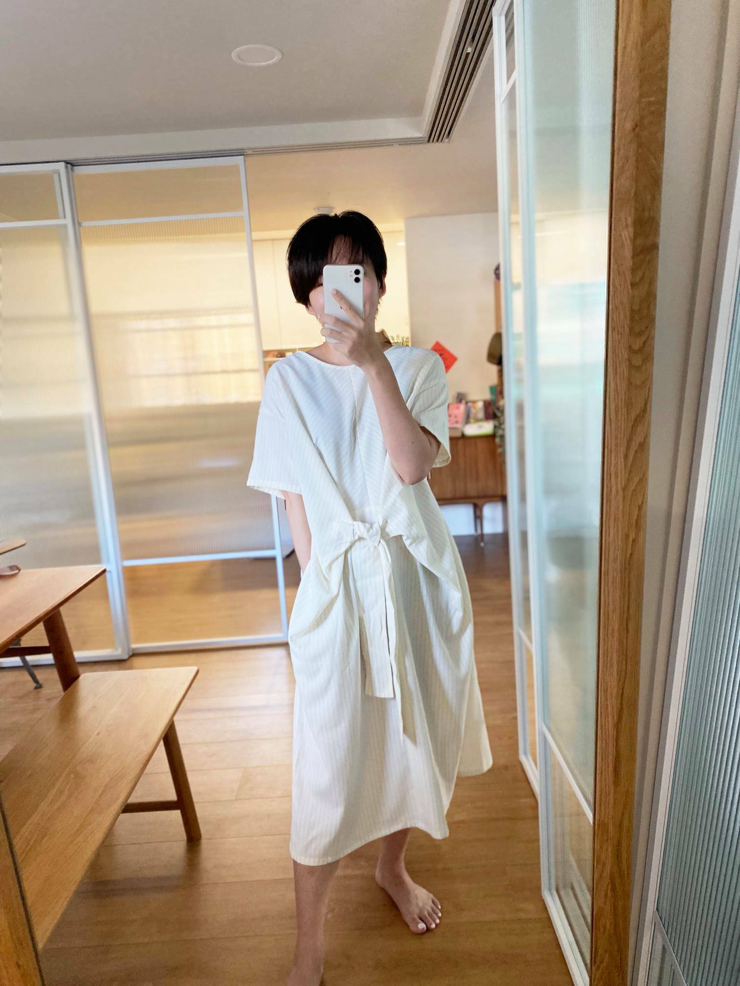 盛開的水花條紋洋裝-美霜