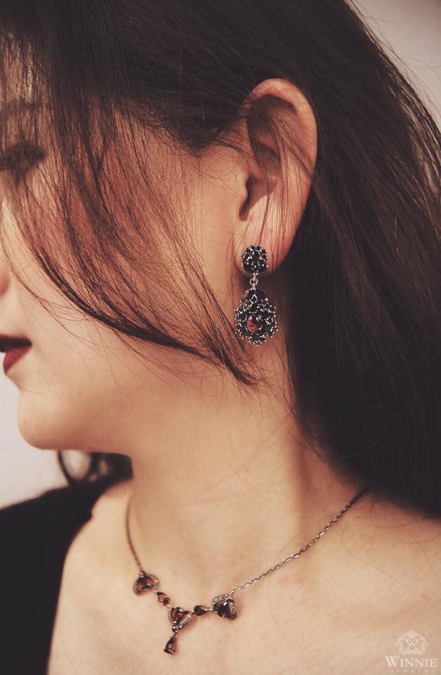 愛心石榴石復古項鍊（SOP1735）