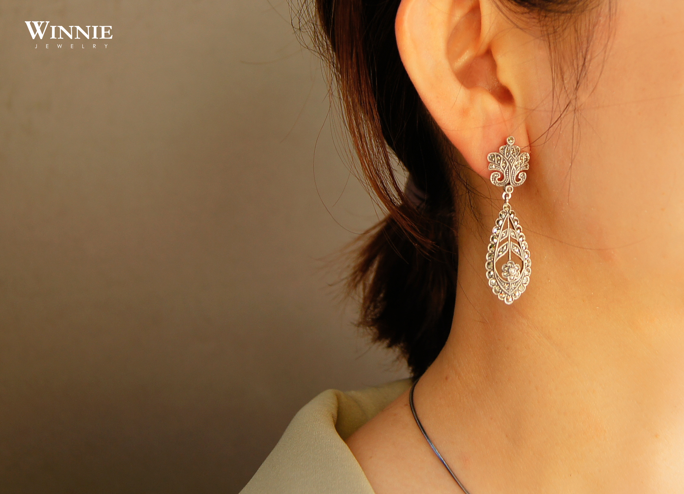 花邊馬克賽石耳環