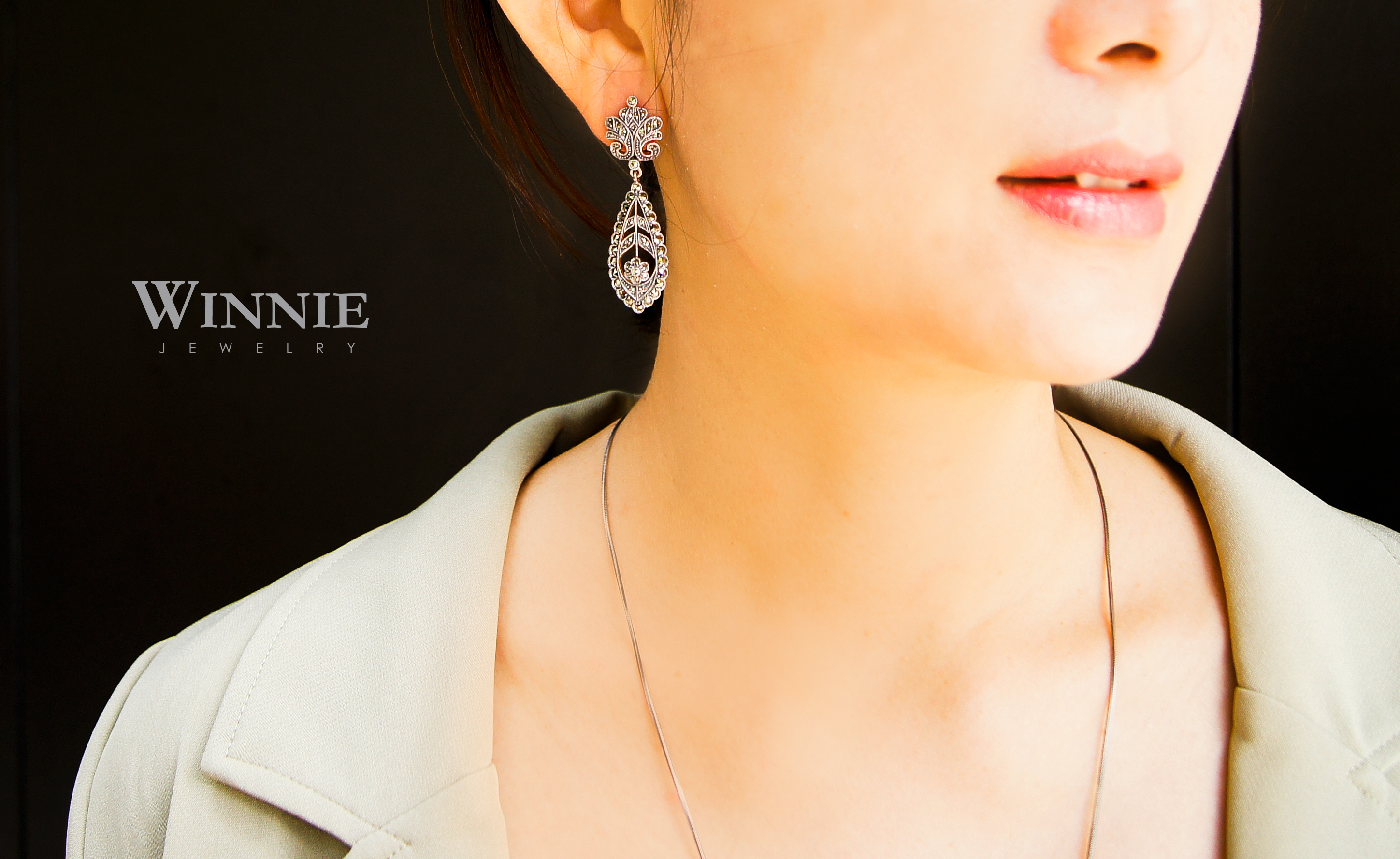 花邊馬克賽石耳環