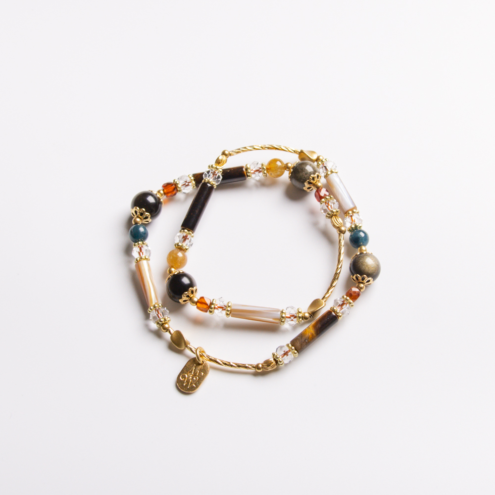 當代時尚圖鑑 // C1377金曜石珠貝碧璽雙圈手鍊