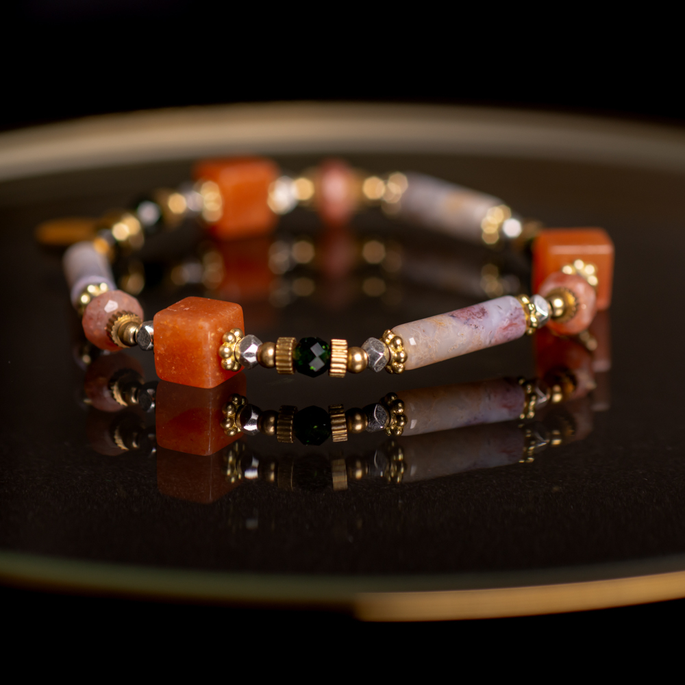 時髦甜品之魔法 // C1382紅東陵玉七彩玉手鍊