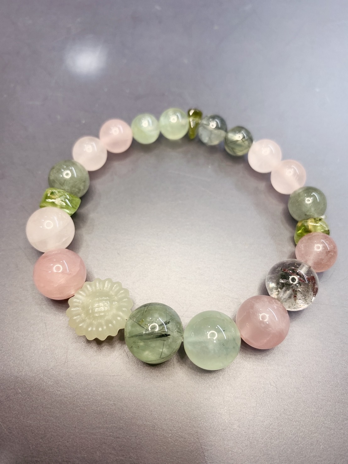 世界名畫系列_莫內睡蓮系列丨馬粉晶、葡萄石、綠髮晶和綠幽