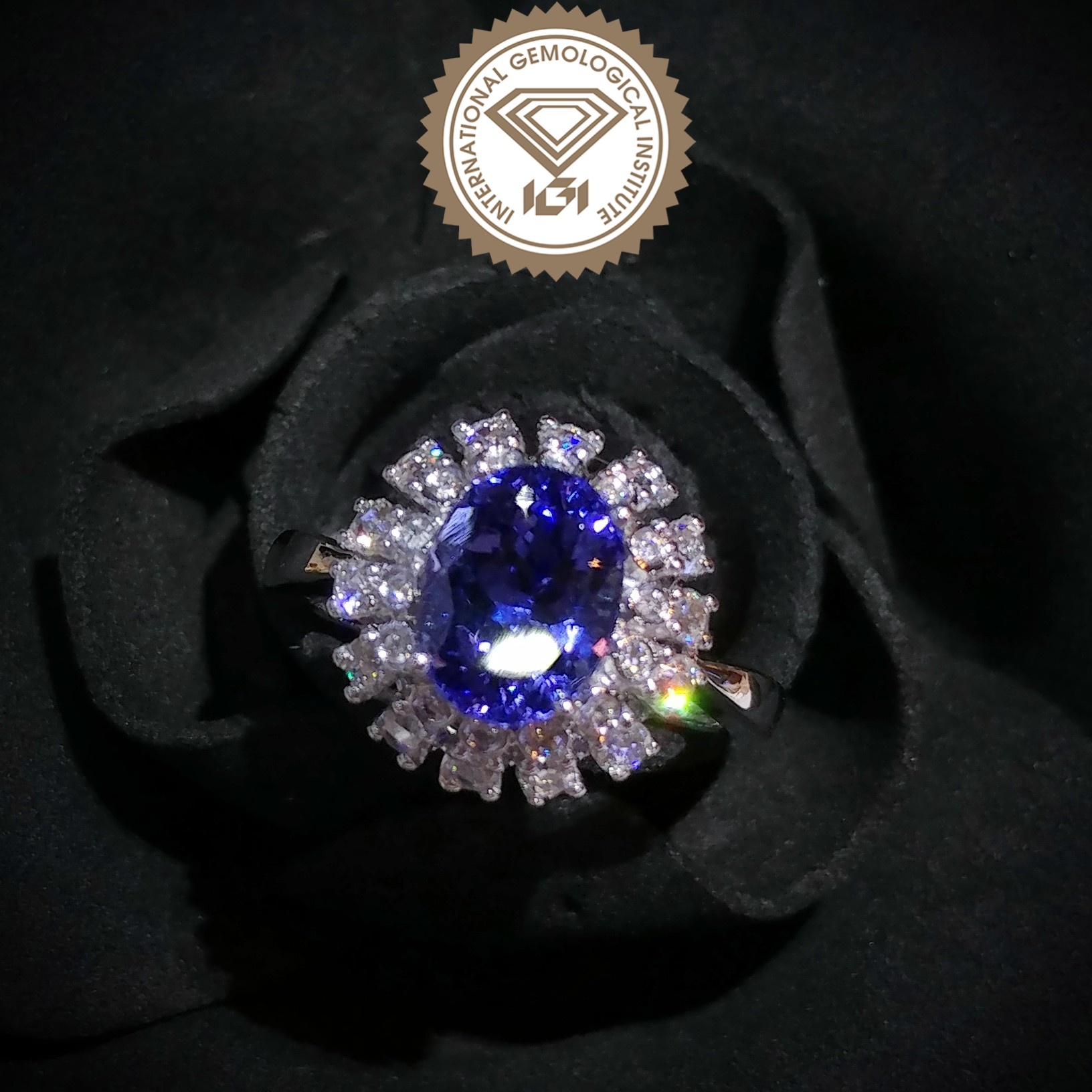 18K White Gold 2.76ct Tanzanite and Diamond Ring