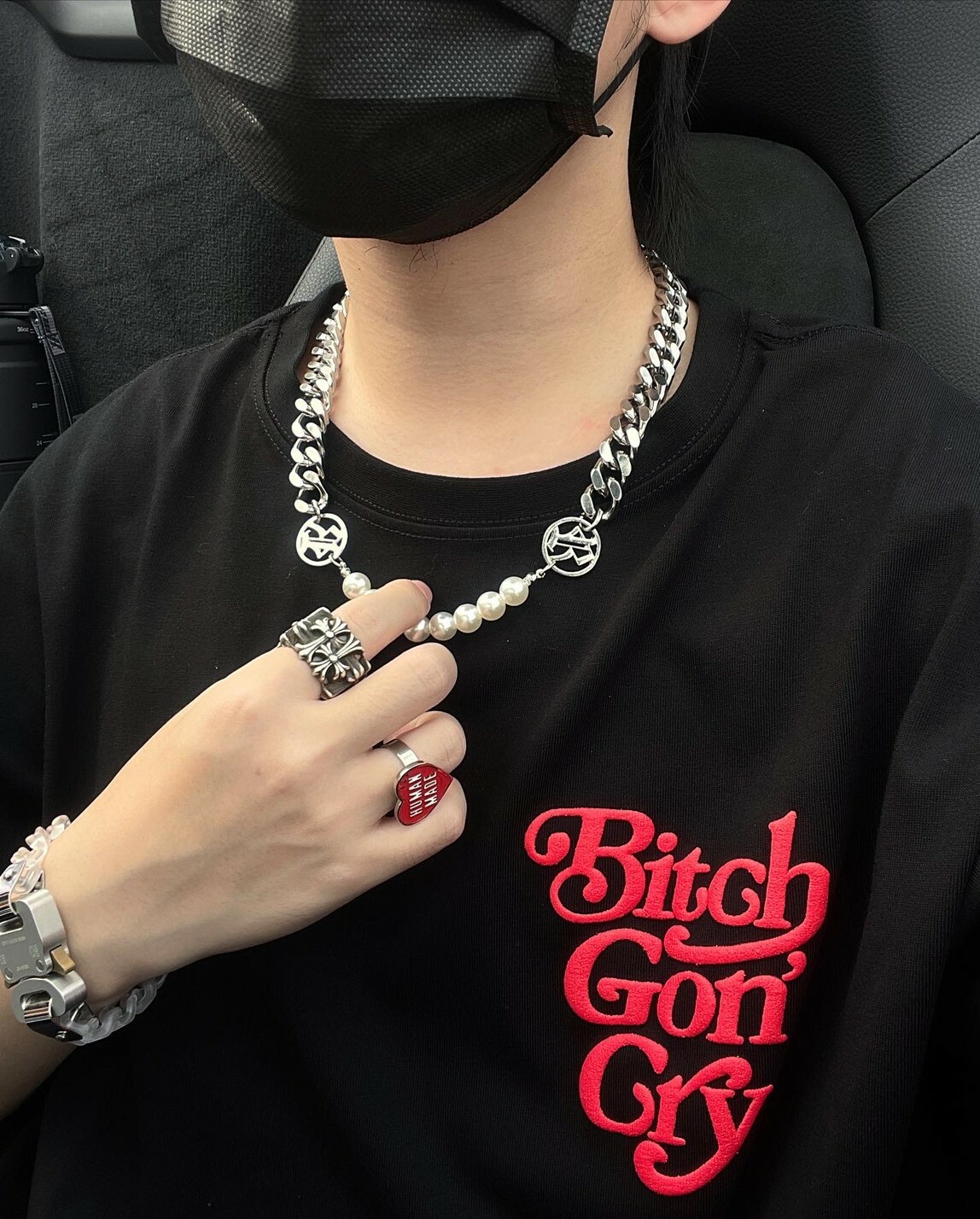 現貨 RENAISSANCE 新款 歌德金屬R Logo珍珠古巴鍊 項鍊 Gothic R Pearl Cuban Link Necklace
