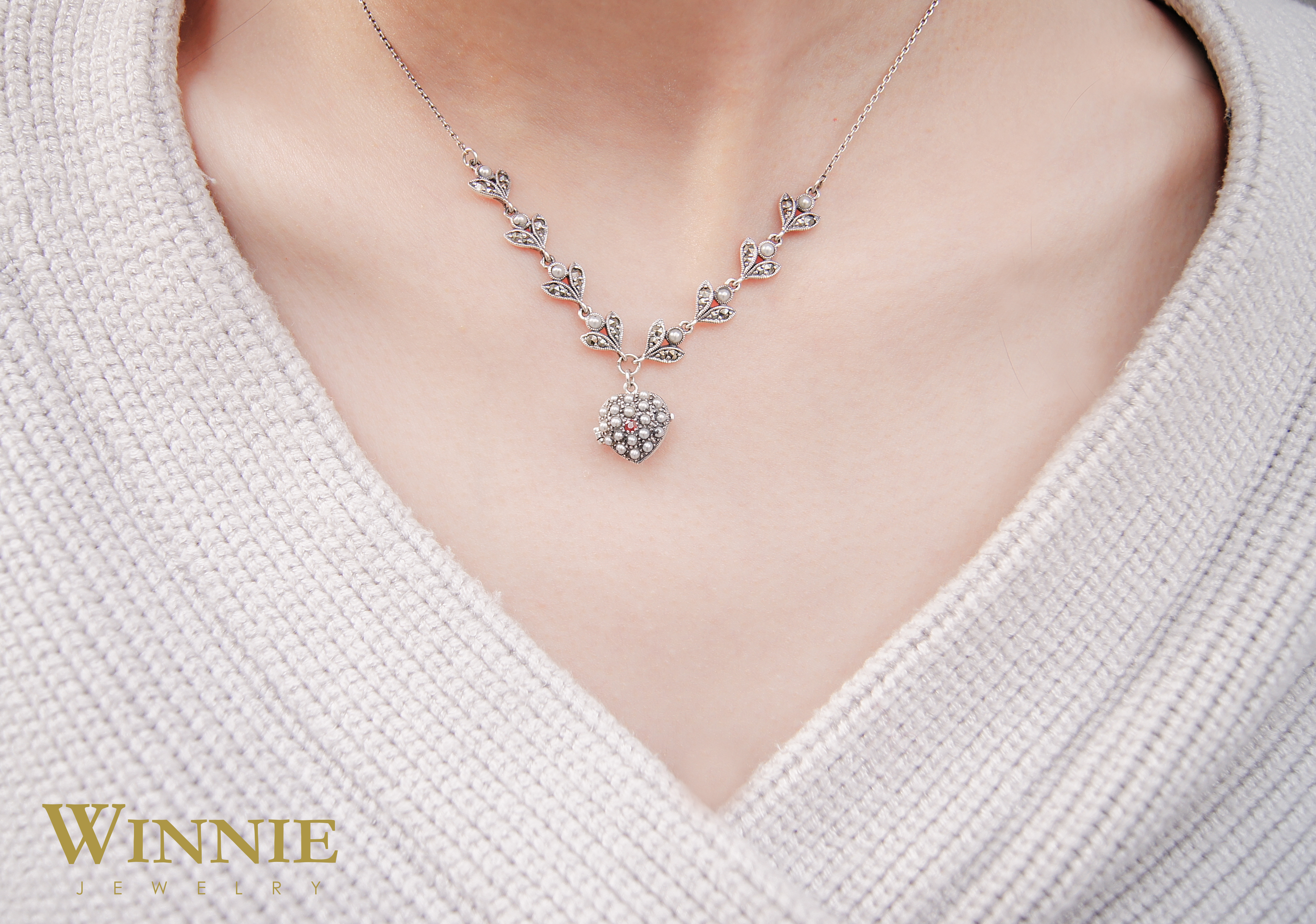 紅寶小愛心香囊項鍊