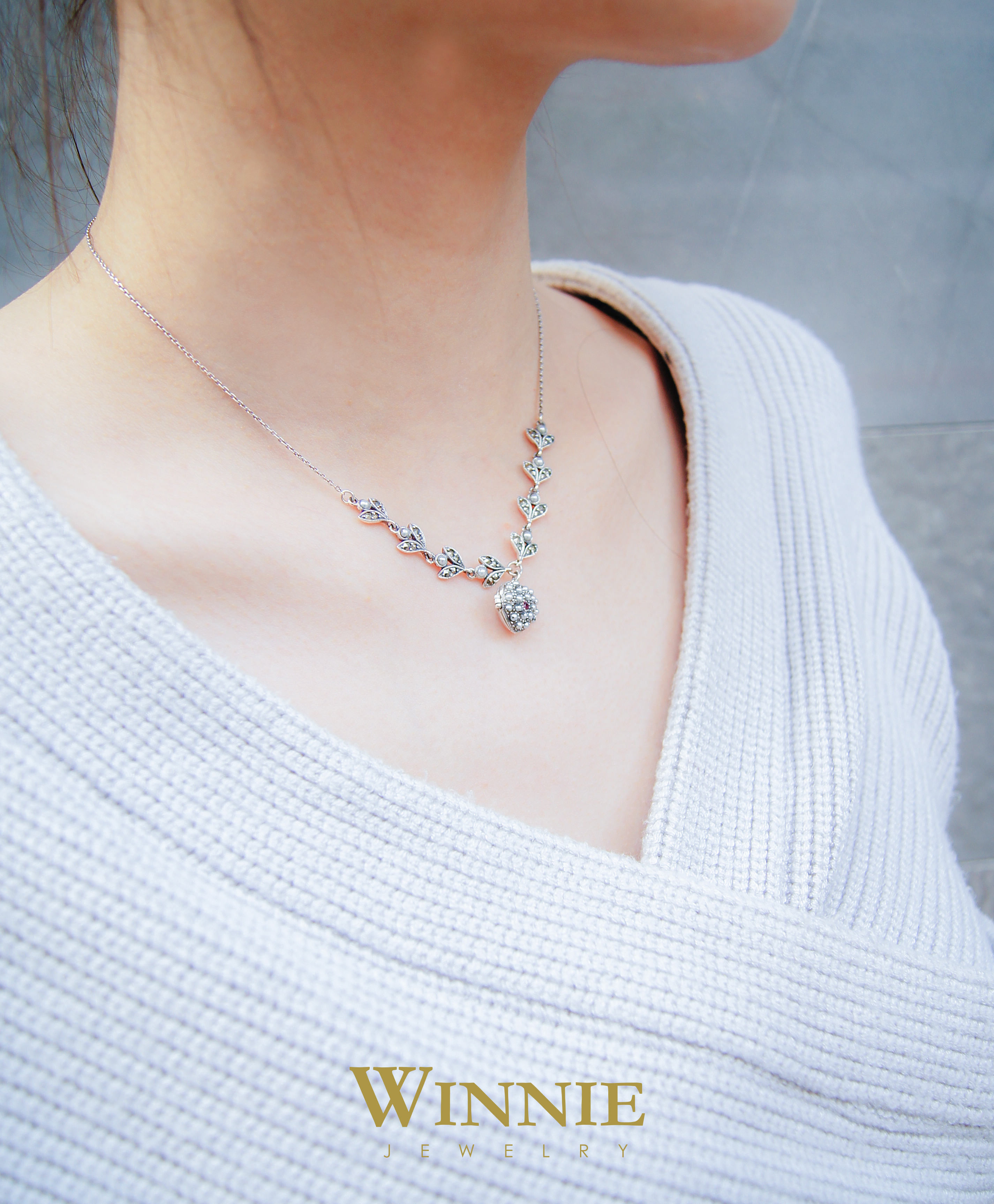 紅寶小愛心香囊項鍊