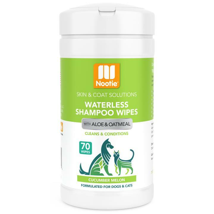Nootie Cucumber Melon Dog & Cat Waterless Shampoo Wipes, 70 count