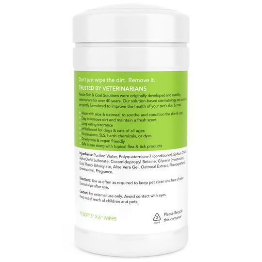 Nootie Cucumber Melon Dog & Cat Waterless Shampoo Wipes, 70 count