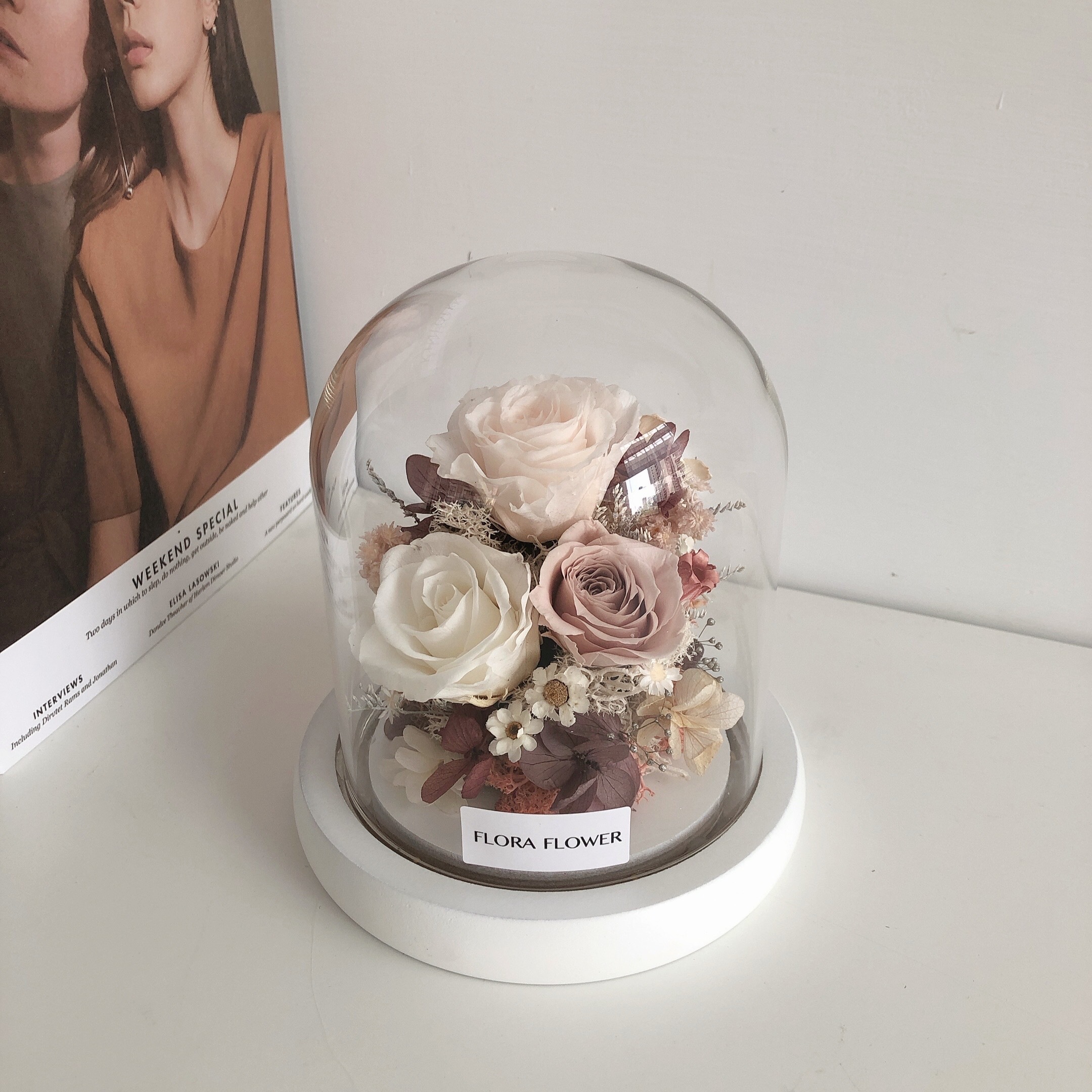 迷你款永生花夜燈-秋意暖棕