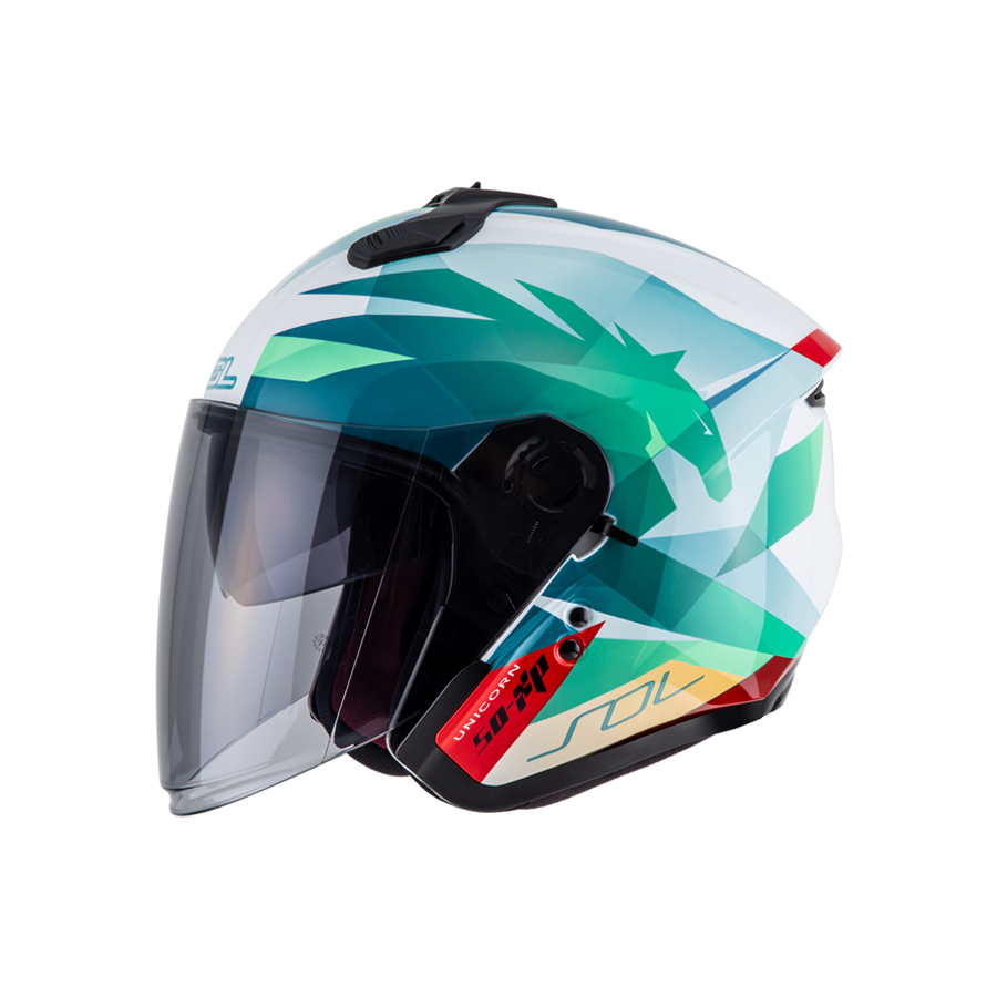 SOL SO-XP 獨角獸 白綠 3/4罩 SOXP