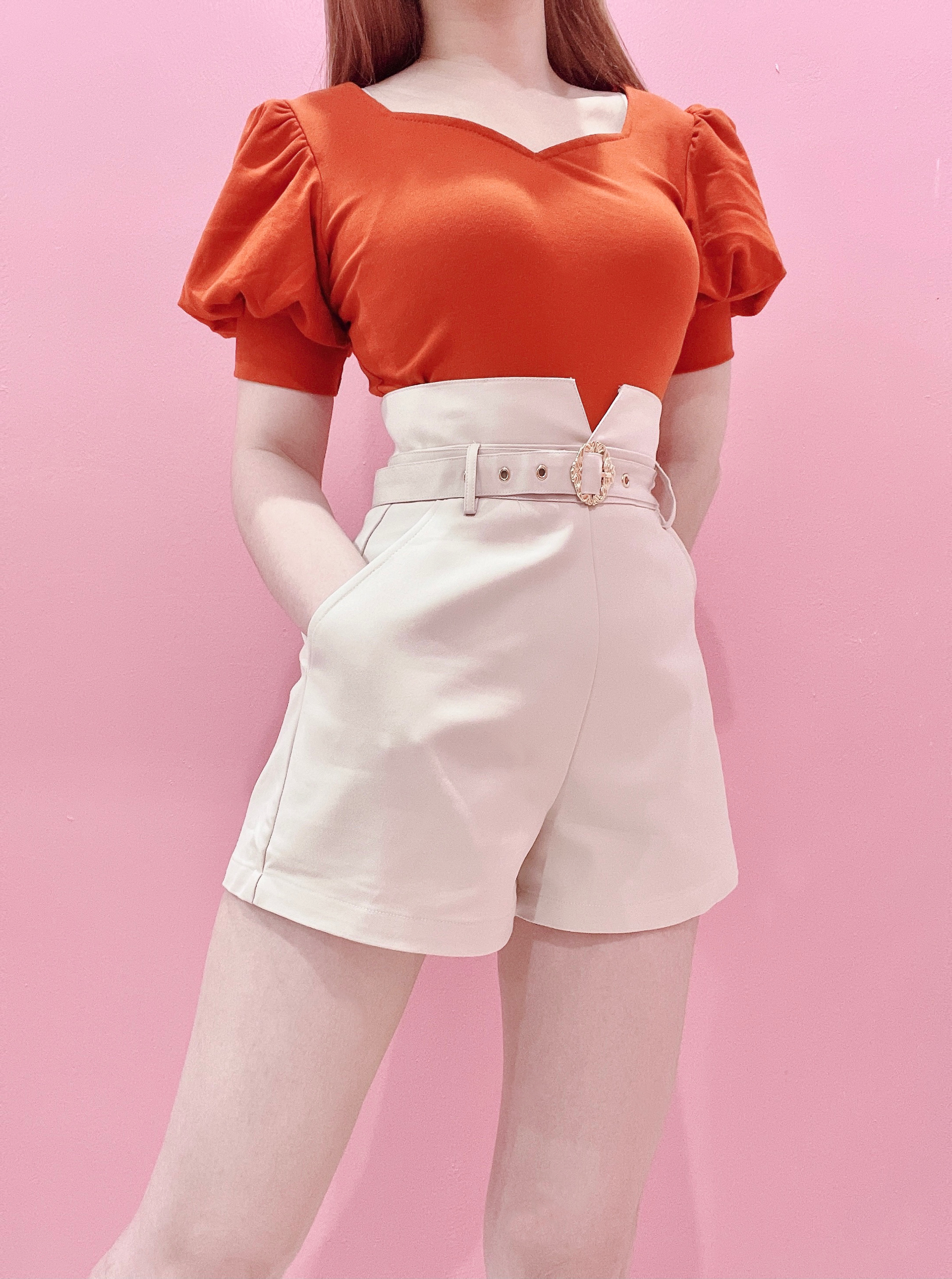 IC2883 - Casual High Waist Pant With Belt