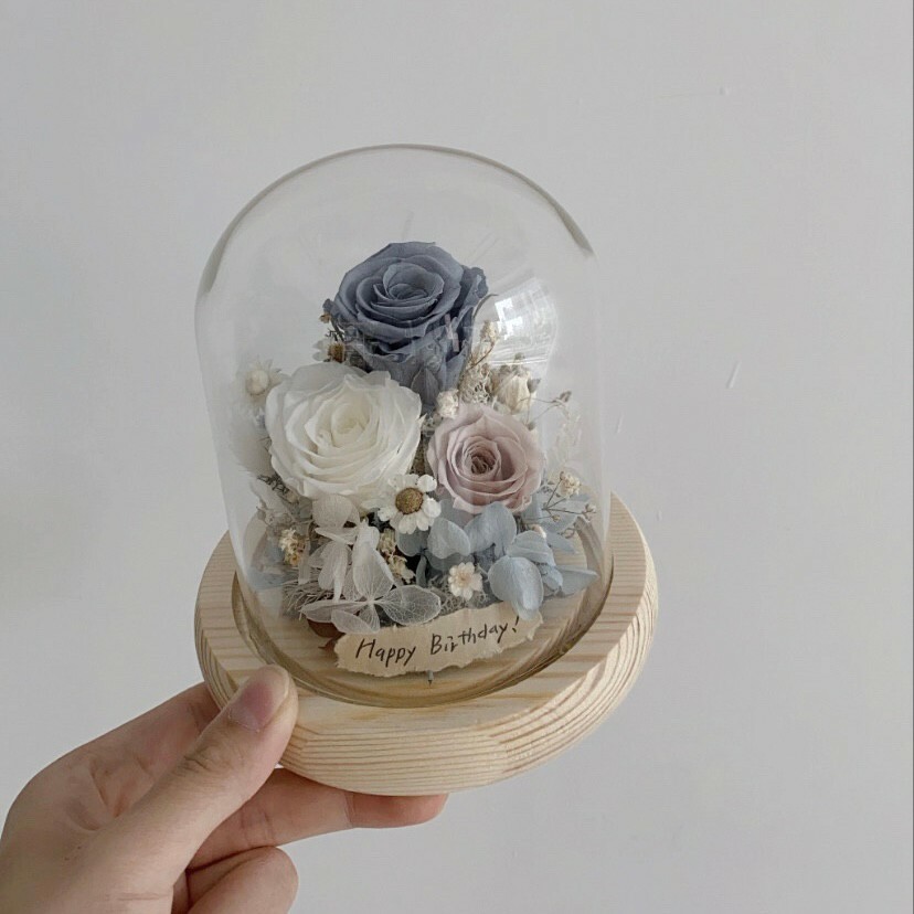 迷你款永生花夜燈-天空藍