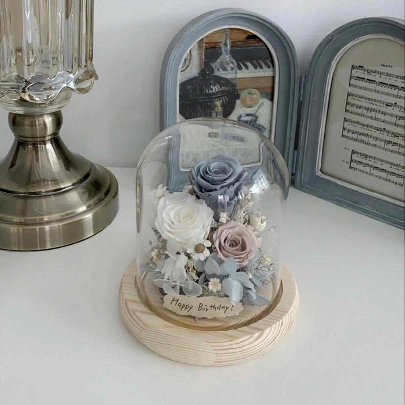 迷你款永生花夜燈-天空藍