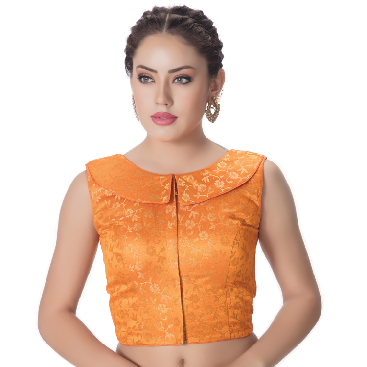 Women Multicolour Brocade Sleeveless Saree Blouse SAR2