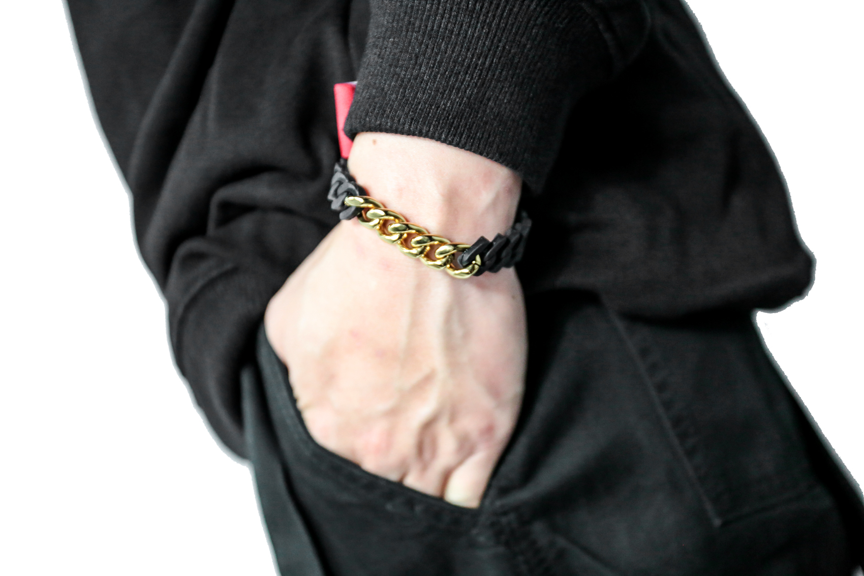 【ACCW001】簡約設計鋼鍊拼接麻花手環