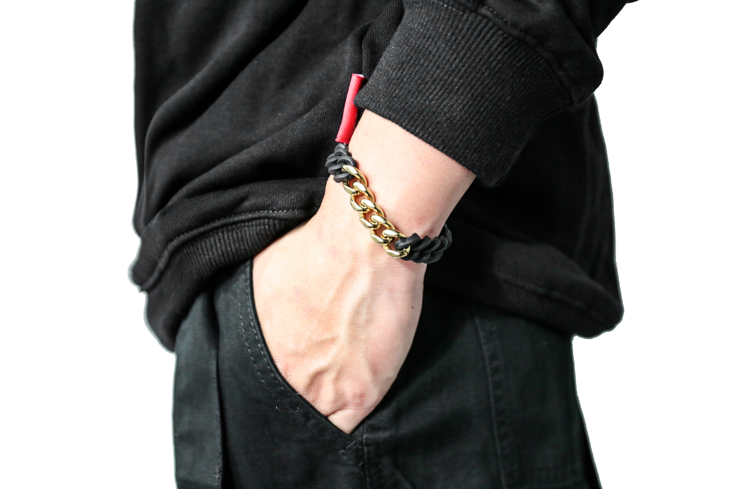 【ACCW001】簡約設計鋼鍊拼接麻花手環