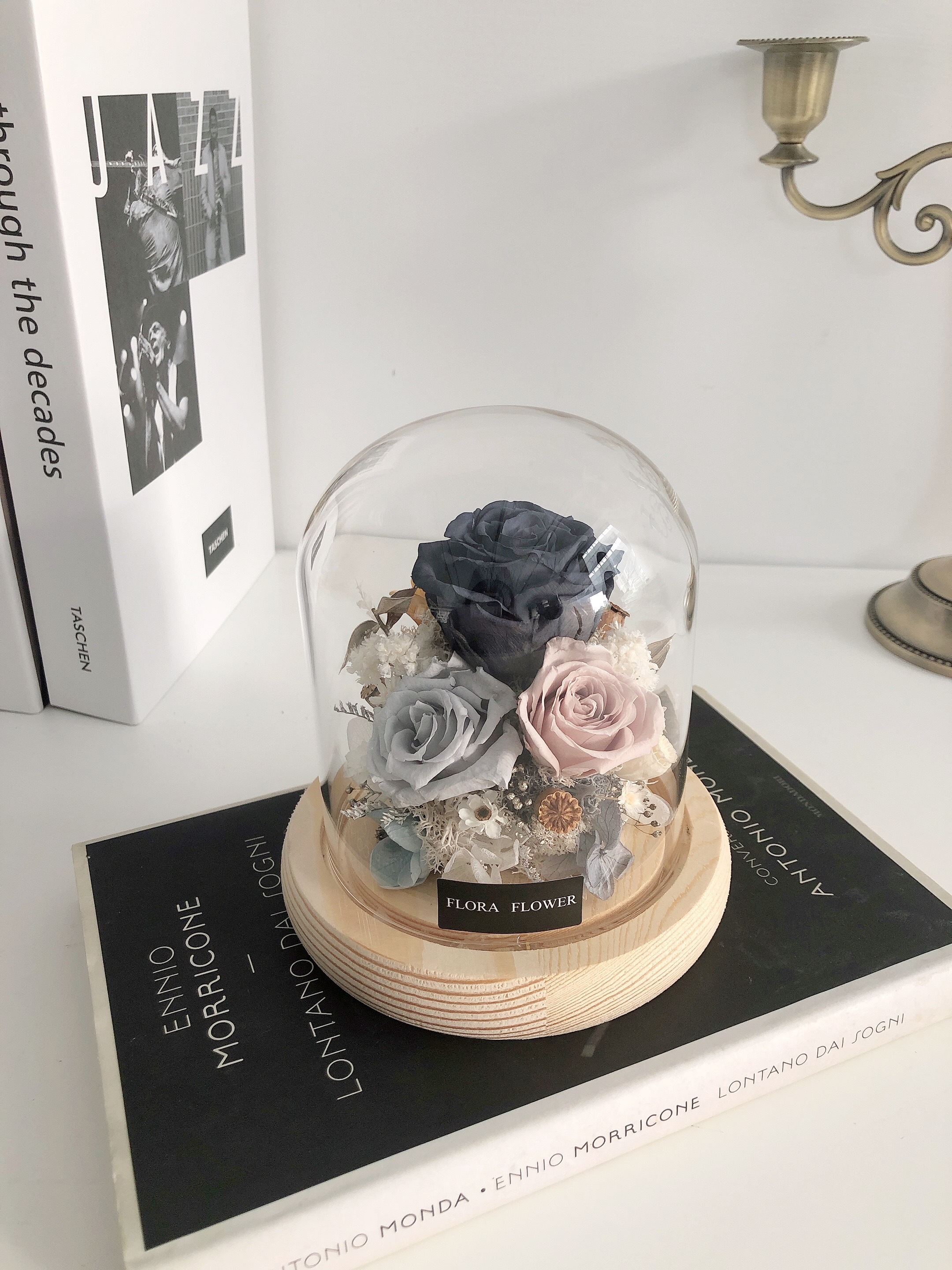 迷你款永生花夜燈- 莫蘭迪