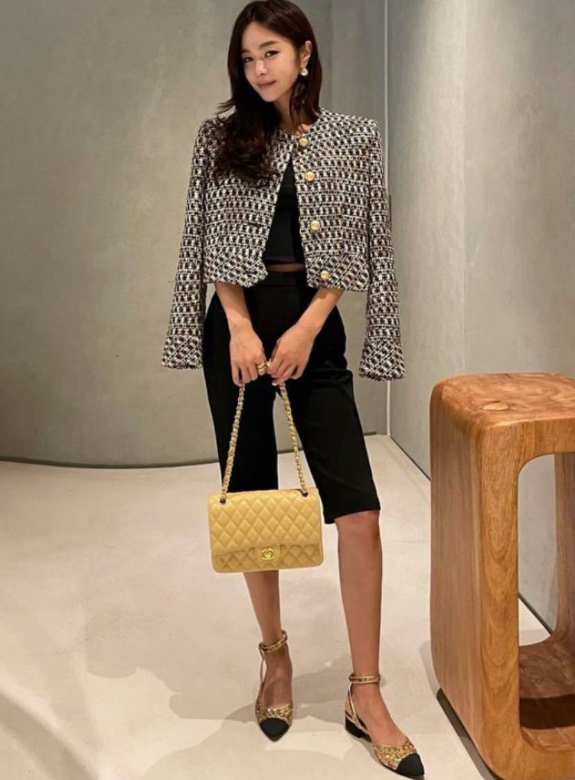 拚色亮片 真皮淺口休鞋鞋(34-40)(金/黑)