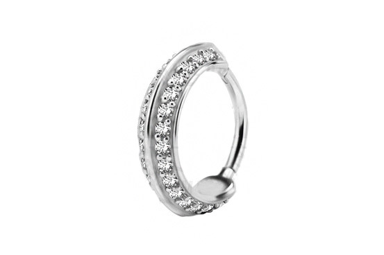 SS316L HINGED CONCH RING SET W. PREMIUM ZIRCONIA