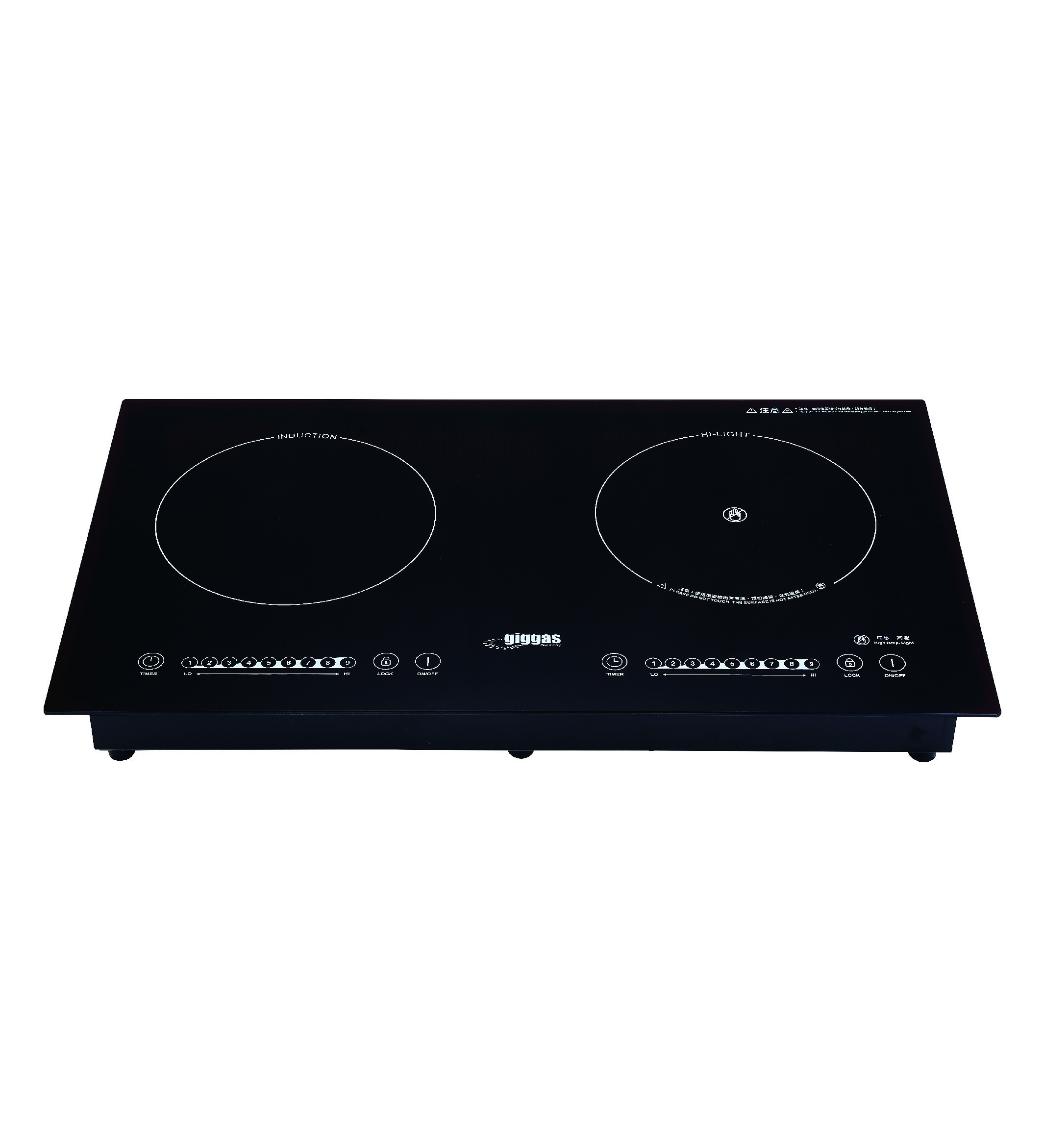 德國上將 Giggas  GL-9888‧座檯‧嵌入式‧2合1雙頭電磁爐+電陶爐‧2800W‧香港行貨,原廠1年保養‧