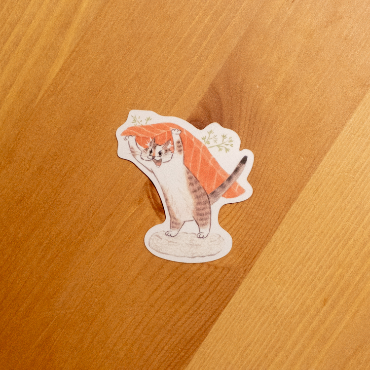 補補貓‧大衛煮愛｜絕版｜防水貼紙S｜糯米鮭魚