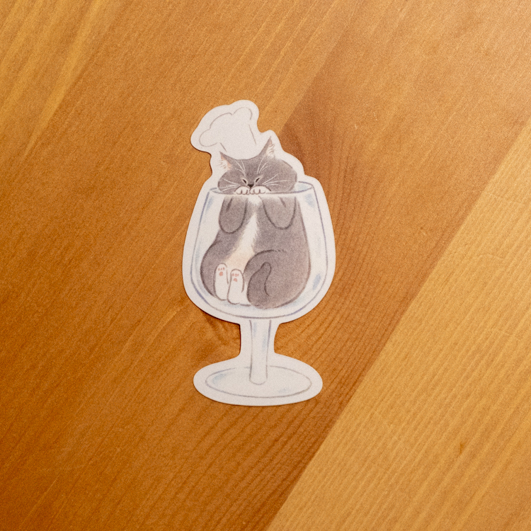 補補貓‧大衛煮愛｜絕版｜防水貼紙S｜大衛高腳杯