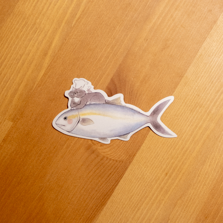 補補貓‧大衛煮愛｜防水貼紙L｜青甘