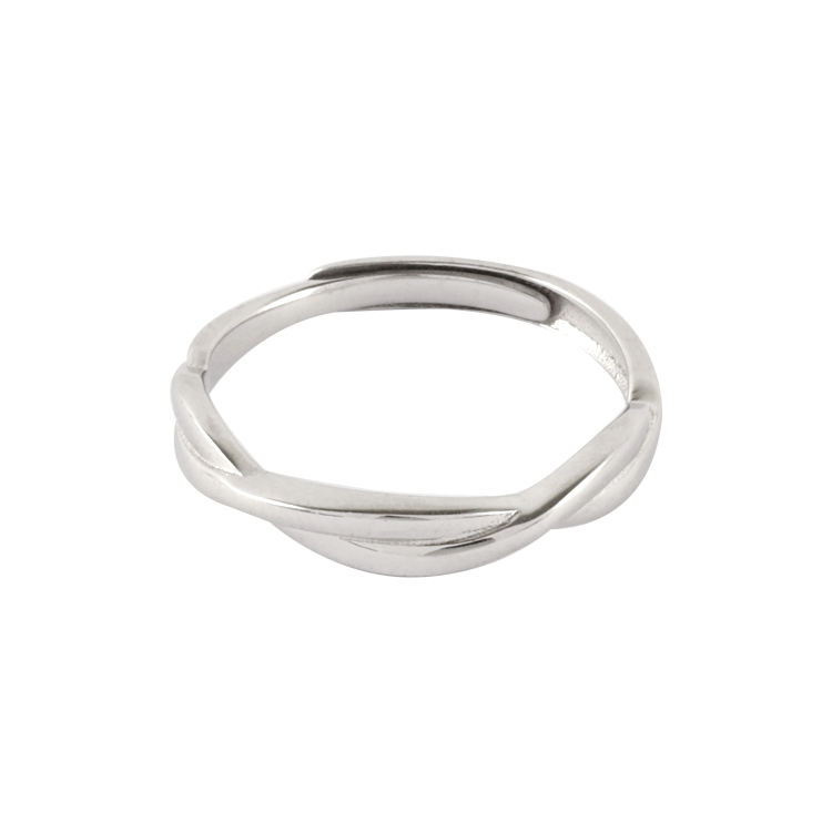 純銀對戒，情侶戒指 典雅曲線交錯；編織我們的愛情（2165男款）