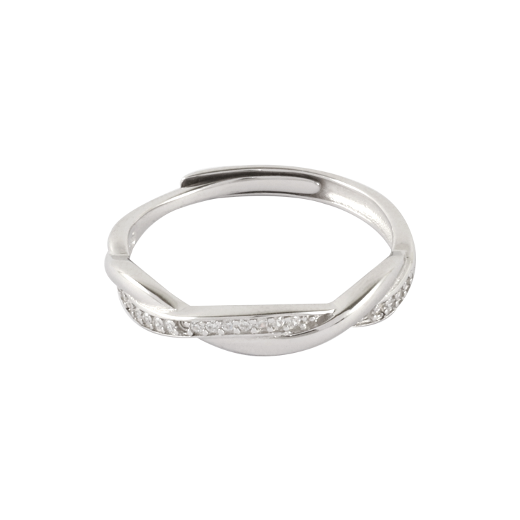 純銀對戒，情侶戒指 典雅曲線交錯；編織我們的愛情（2165女款）