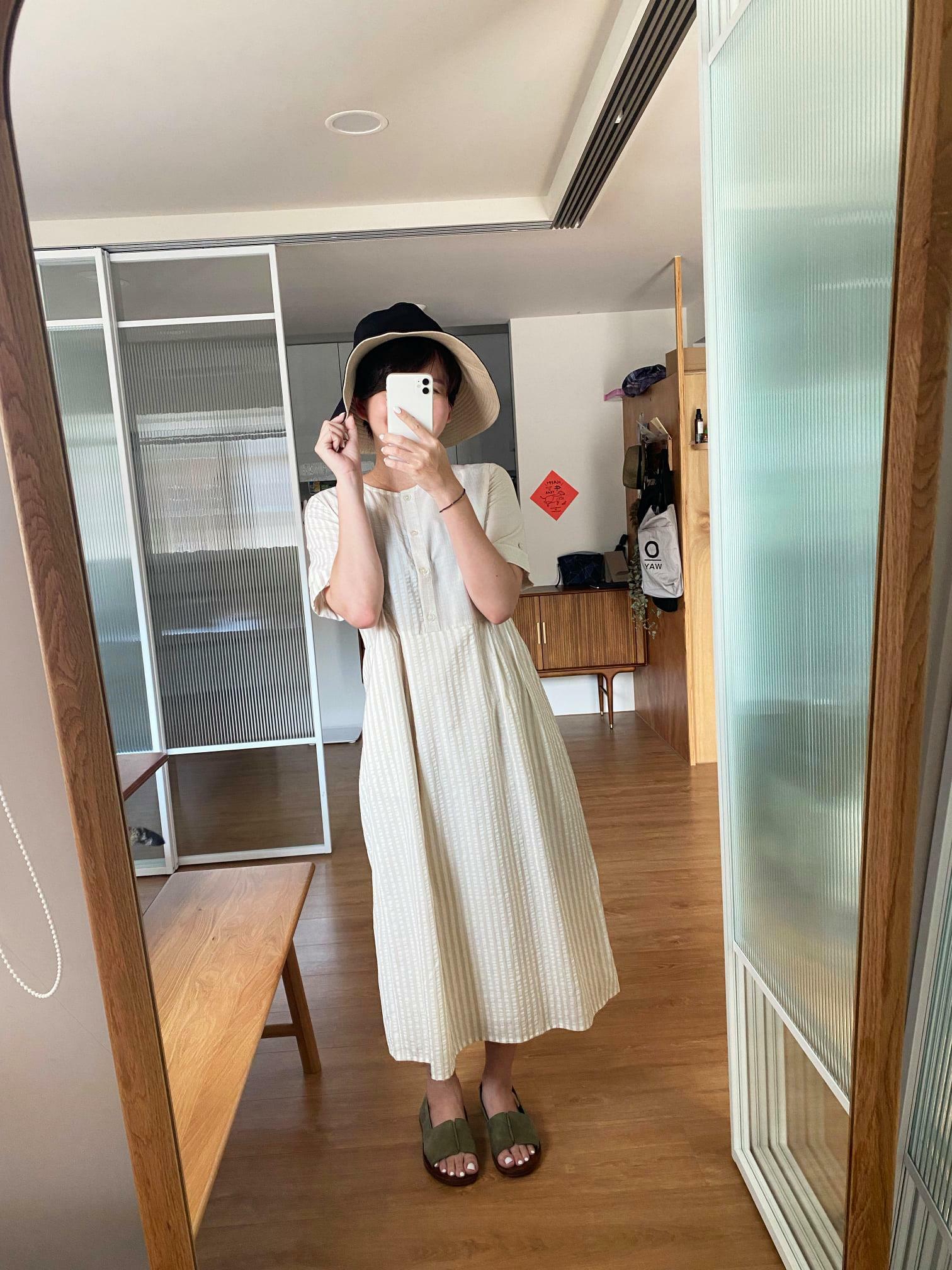 米紋短袖暖陽洋裝