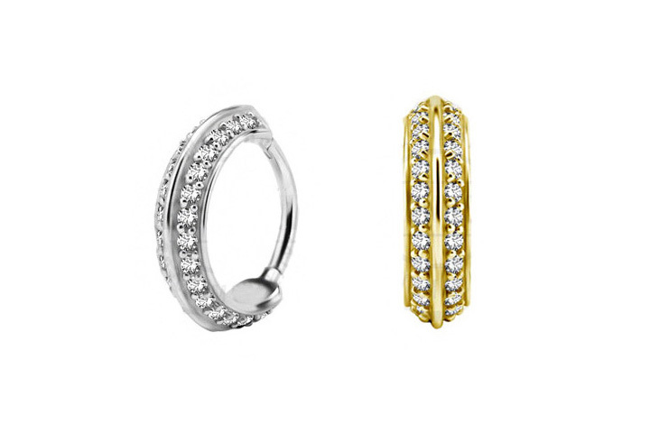 SS316L HINGED CONCH RING SET W. PREMIUM ZIRCONIA