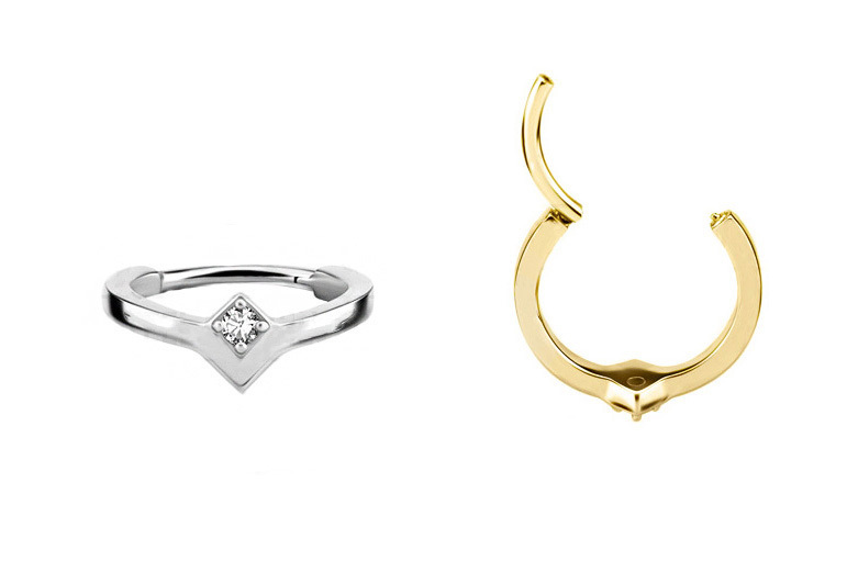 SS316L HINGED CONCH RING SET W. PREMIUM ZIRCONIA 2