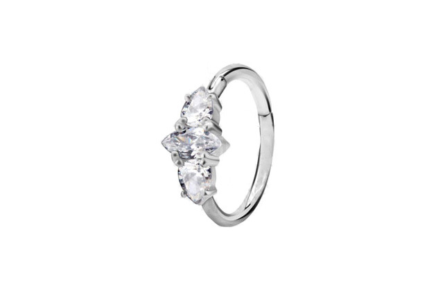 SS316L HINGED CONCH RING SET W. CUBIC ZIRCONIA (Ring)