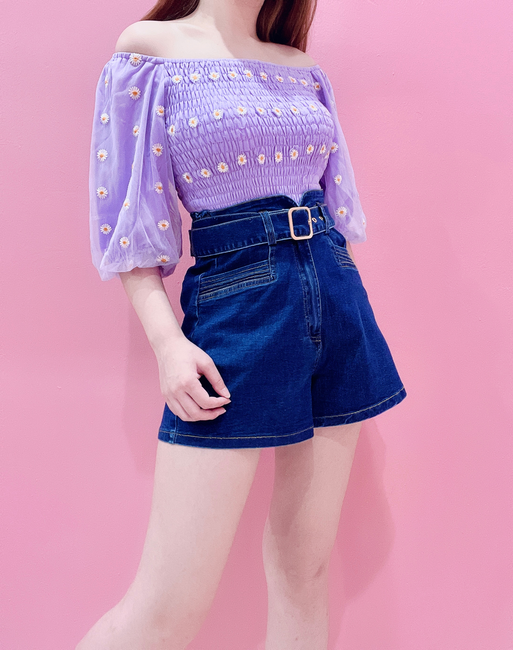 D98320 - Denim High Waist Pant With Belt