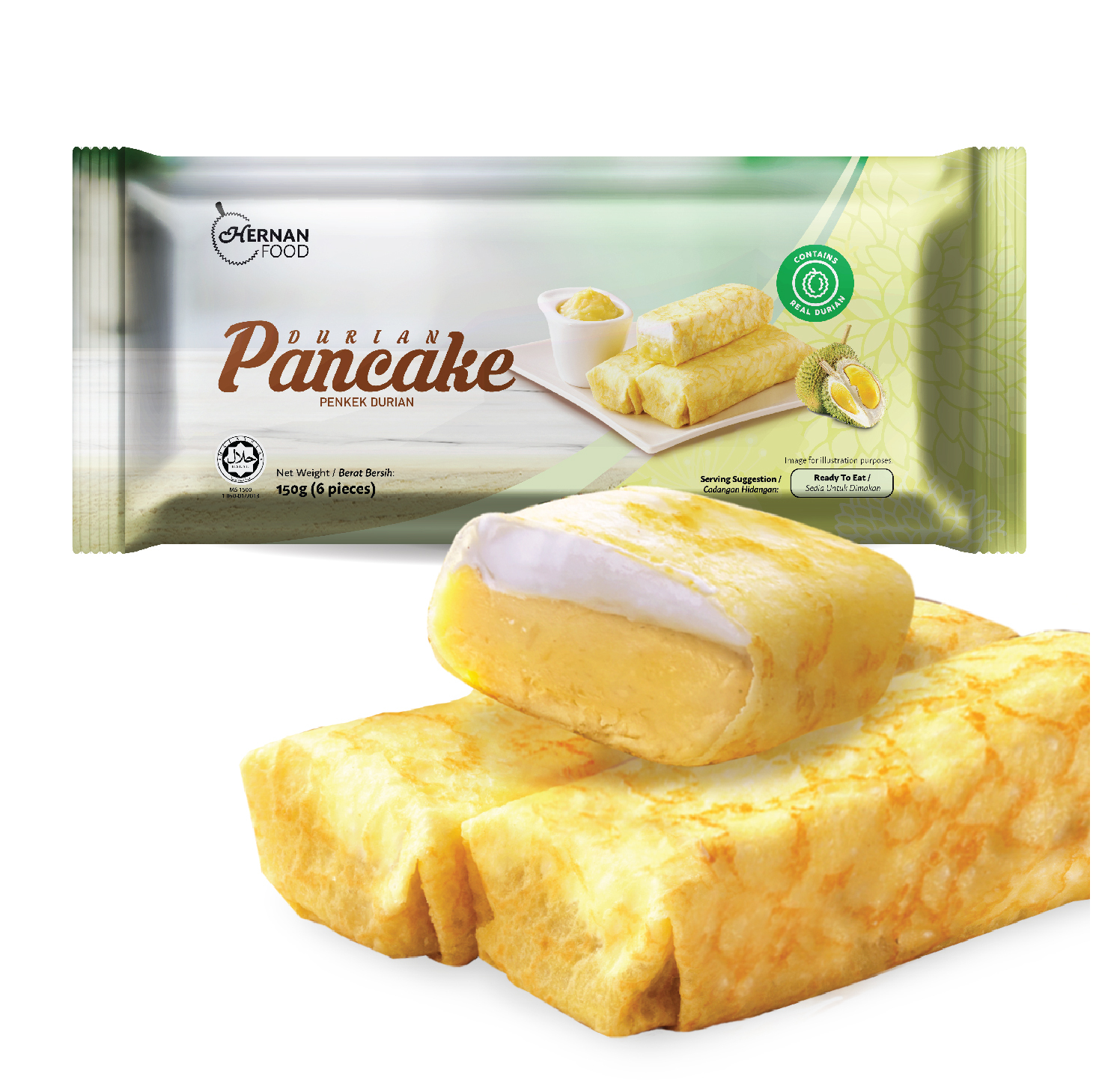 Hernan Food Durian Pancake Frozen Dessert 25g X 6Pcs