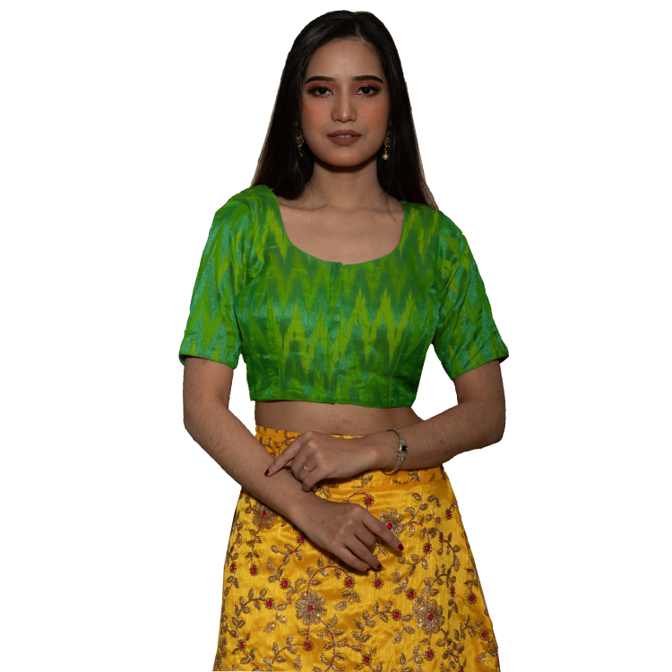 Women Multicolour Woven Front Hook Saree Blouse SAR5