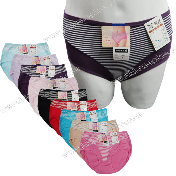 4條裝 吉妮儂來: 女裝高腰幼根橫間內褲