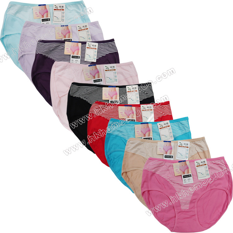 4條裝 吉妮儂來: 女裝高腰幼根橫間內褲