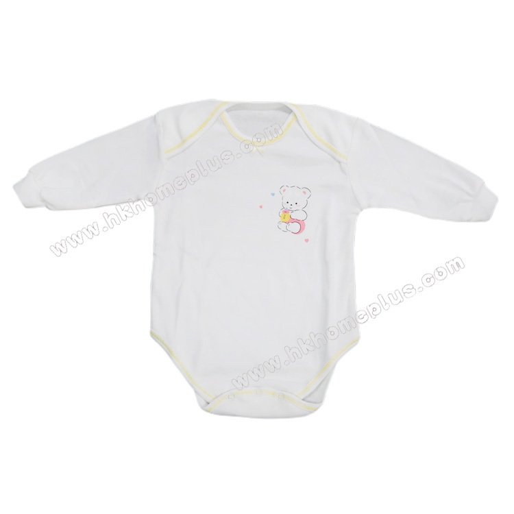 3件裝 嬰兒白底套頭長袖蛤衣