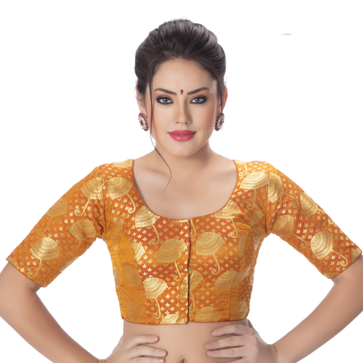Women Multicolour Brocade Front Hook Saree Blouse SAR7