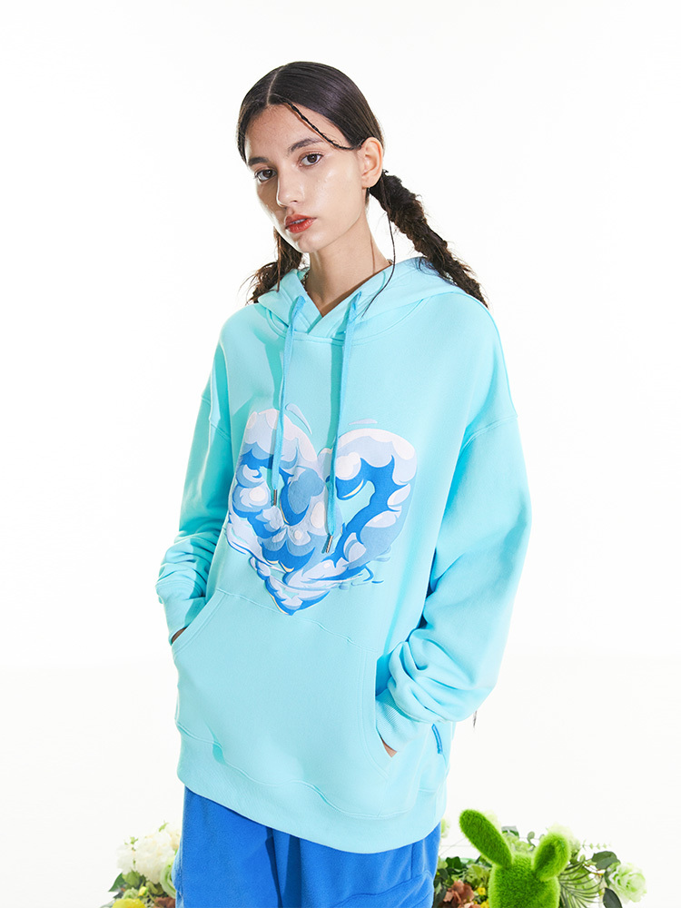 I DON‘T SMOKE 愛心 發泡 長袖 帽T